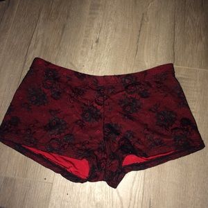 Red and black booty shorts